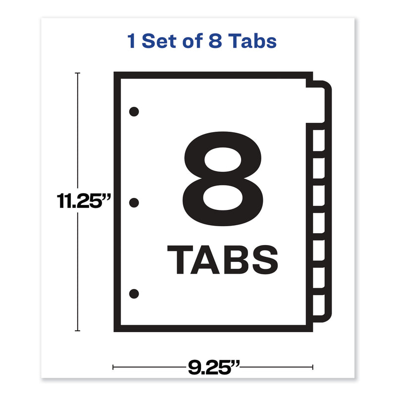 Avery Print and Apply Index Maker Clear Label Sheet Protector Dividers with White Tabs, 8-Tab, 11 x 8.5, Clear, 1 Set