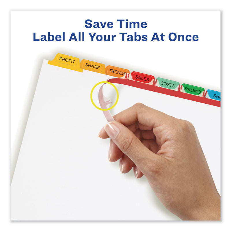 Avery Print and Apply Index Maker Clear Label Dividers, 8-Tab, Color Tabs, 11 x 8.5, White, Traditional Color Tabs, 5 Sets