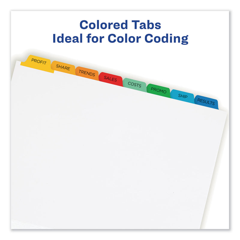 Avery Print and Apply Index Maker Clear Label Dividers, 8-Tab, Color Tabs, 11 x 8.5, White, Traditional Color Tabs, 1 Set