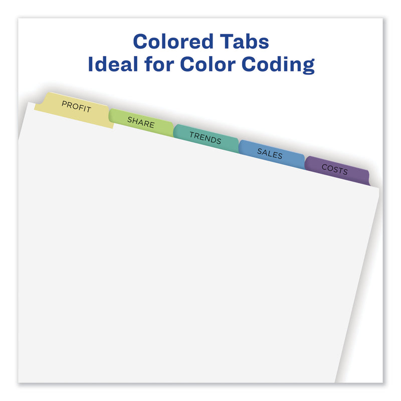 Avery Print and Apply Index Maker Clear Label Dividers, 5-Tab, Color Tabs, 11 x 8.5, White, Contemporary Color Tabs, 5 Sets