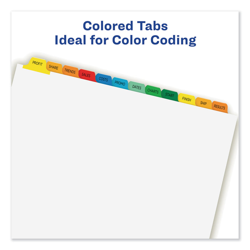 Avery Print and Apply Index Maker Clear Label Dividers, 12-Tab, Color Tabs, 11 x 8.5, White, 5 Sets