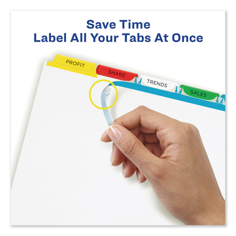 Avery Print and Apply Index Maker Clear Label Dividers, 5-Tab, Color Tabs, 11 x 8.5, White, Traditional Color Tabs, 25 Sets