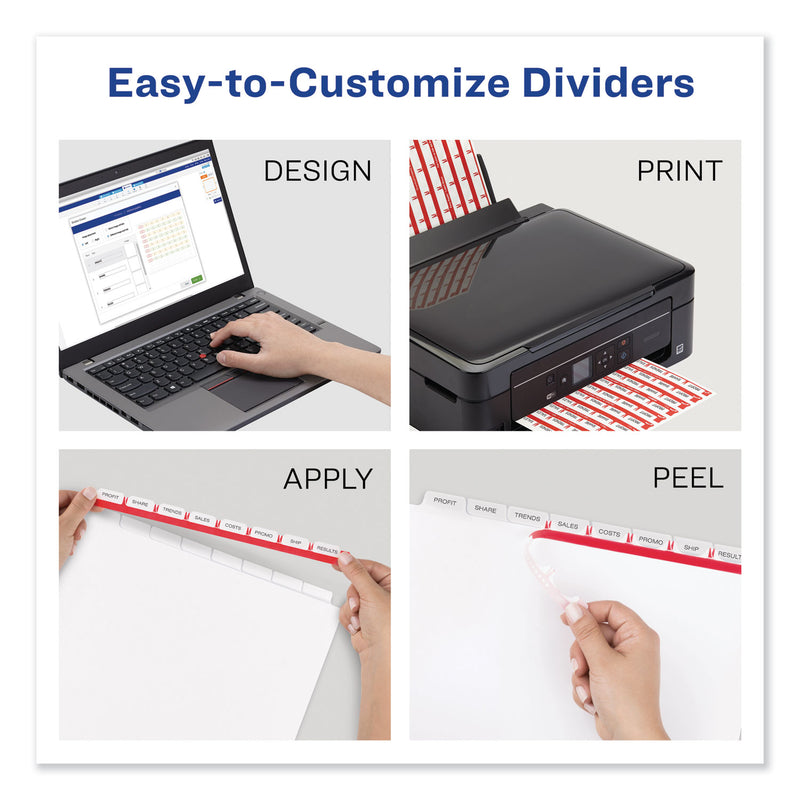 Avery Print and Apply Index Maker Clear Label Dividers, 8-Tab, Color Tabs, 11 x 8.5, White, Traditional Color Tabs, 1 Set