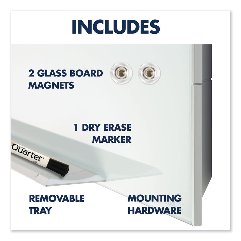 Quartet Element Framed Magnetic Glass Dry-Erase Boards, 50" x 28", Aluminum Frame