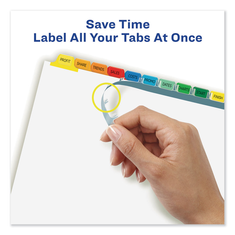 Avery Print and Apply Index Maker Clear Label Dividers, 12-Tab, Color Tabs, 11 x 8.5, White, 5 Sets