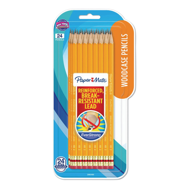 Paper Mate EverStrong #2 Pencils, HB (#2), Black Lead, Yellow Barrel, 24/Pack