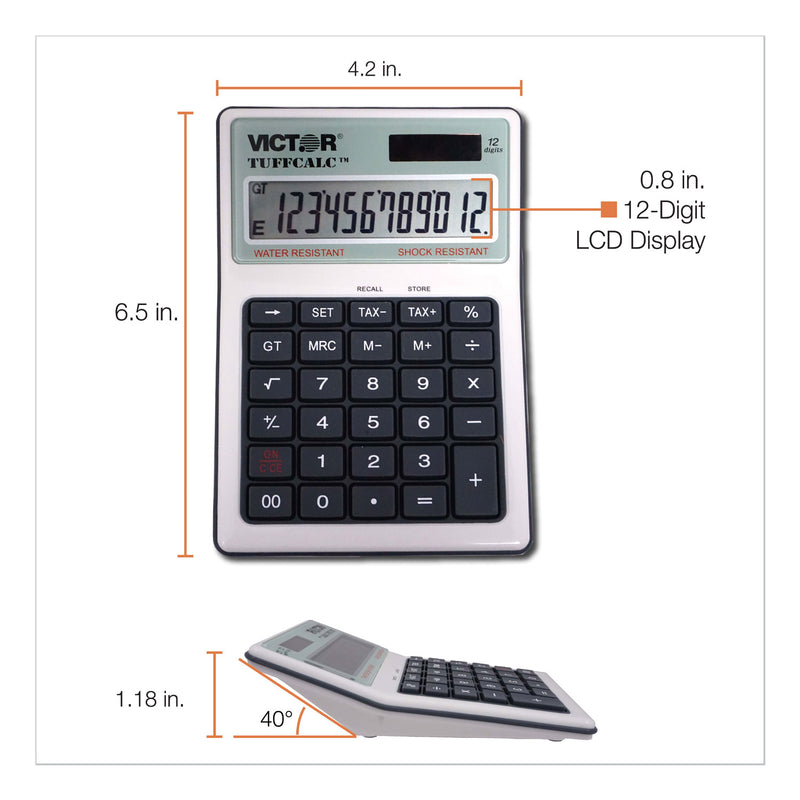 Victor TUFFCALC Desktop Calculator, 12-Digit LCD