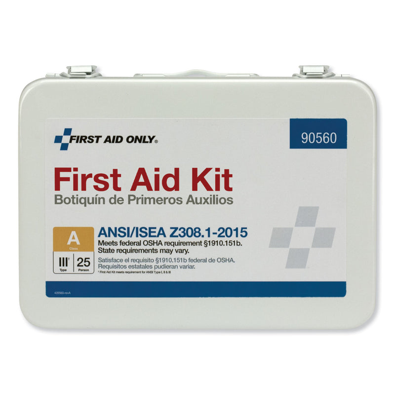 First Aid Only ANSI Class A 25 Person Bulk First Aid Kit for 25 People, 89 Pieces, Metal Case