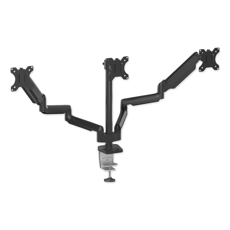 Fellowes Platinum Series Triple Monitor Arm for 27" Monitors, 360 deg Rotation, +85/-20 deg Tilt, 360 deg Pan, Black, Supports 20 lb