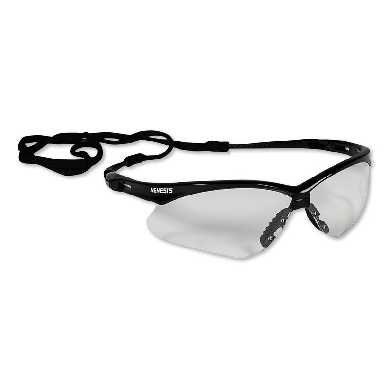 KleenGuard Nemesis Safety Glasses, Black Frame, Clear Lens