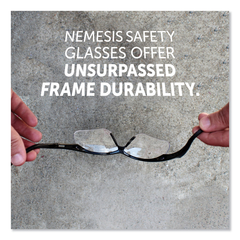 KleenGuard Nemesis Safety Glasses, Black Frame, Clear Lens