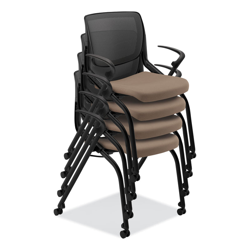 HON Motivate Nesting/Stacking Flex-Back Chair, Supports Up to 300 lb, Morel Seat, Black Back/Base