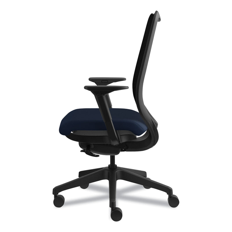 HON Nucleus Series Work Chair, ilira-Stretch M4 Back, Supports Up to 300 lb, 17" to 22" Seat Height, Navy Seat/Back, Black Base