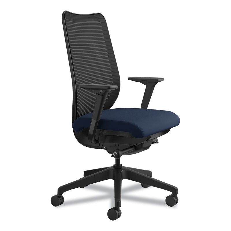 HON Nucleus Series Work Chair, ilira-Stretch M4 Back, Supports Up to 300 lb, 17" to 22" Seat Height, Navy Seat/Back, Black Base