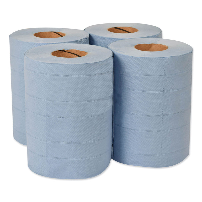 Tork Industrial Paper Wiper, 4-Ply, 10 x 15.75, Blue, 190 Wipes/Roll, 4 Roll/Carton