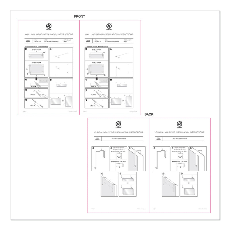 U Brands Cubicle Glass Dry Erase Undated Four Week Calendar Board, 23 x 12, White