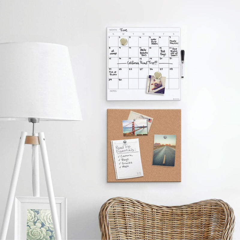 U Brands Tile Board Value Pack with Undated One Month Calendar, 14 x 14, White/Natural, 2/Set