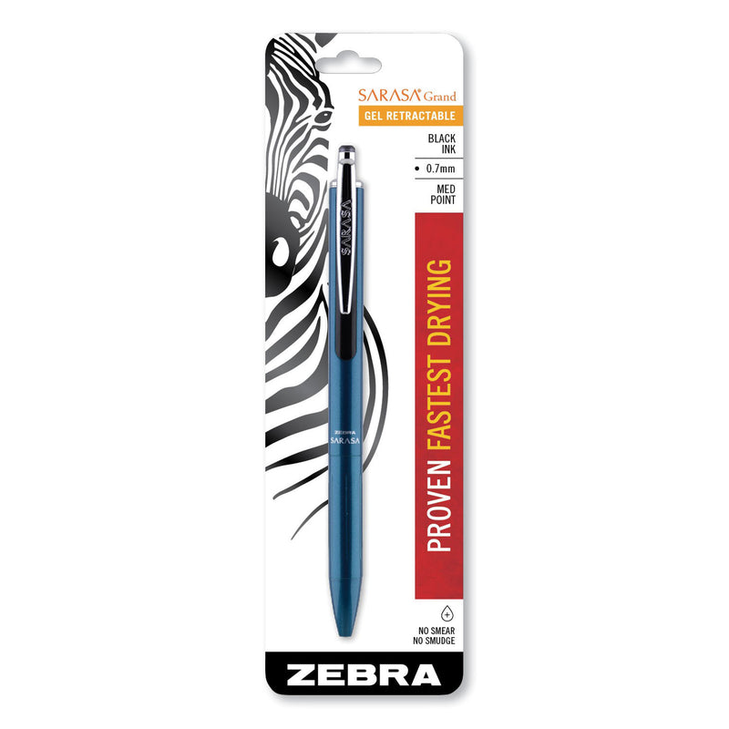 Zebra Sarasa Grand Gel Pen, Retractable, Medium 0.7 mm, Black Ink, Turquoise Barrel