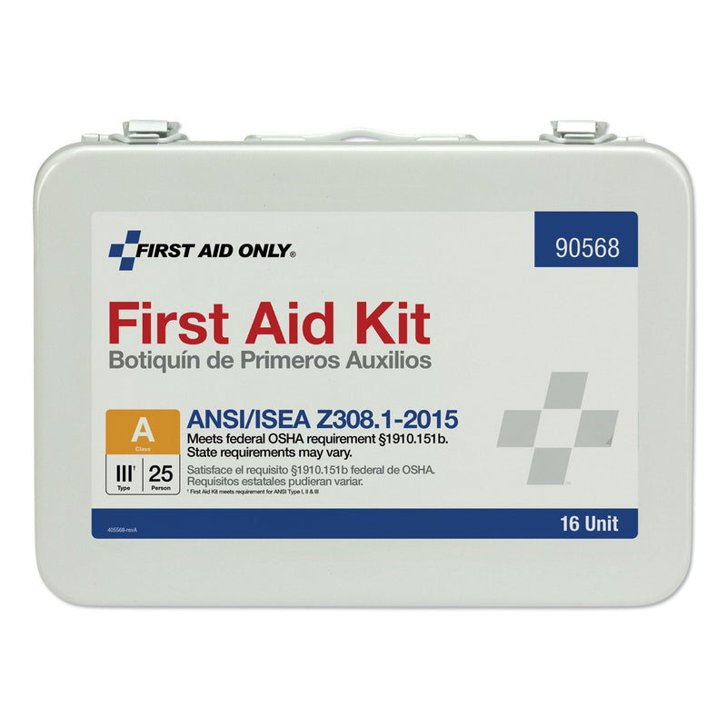 First Aid Only Unitized ANSI Compliant Class A Type III First Aid Kit for 25 People, 84 Pieces, Metal Case