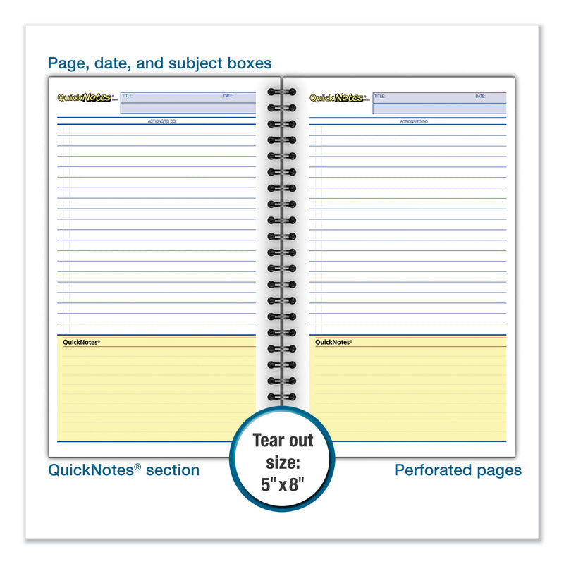 Cambridge Wirebound Guided QuickNotes Notebook, 1 Subject, List-Management Format, Dark Gray Cover, 8 x 5, 80 Sheets