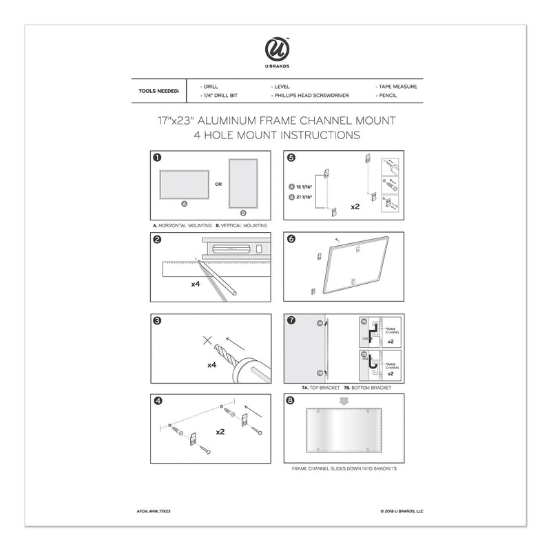 U Brands 4N1 Magnetic Dry Erase Combo Board, 36 x 24, White/Natural