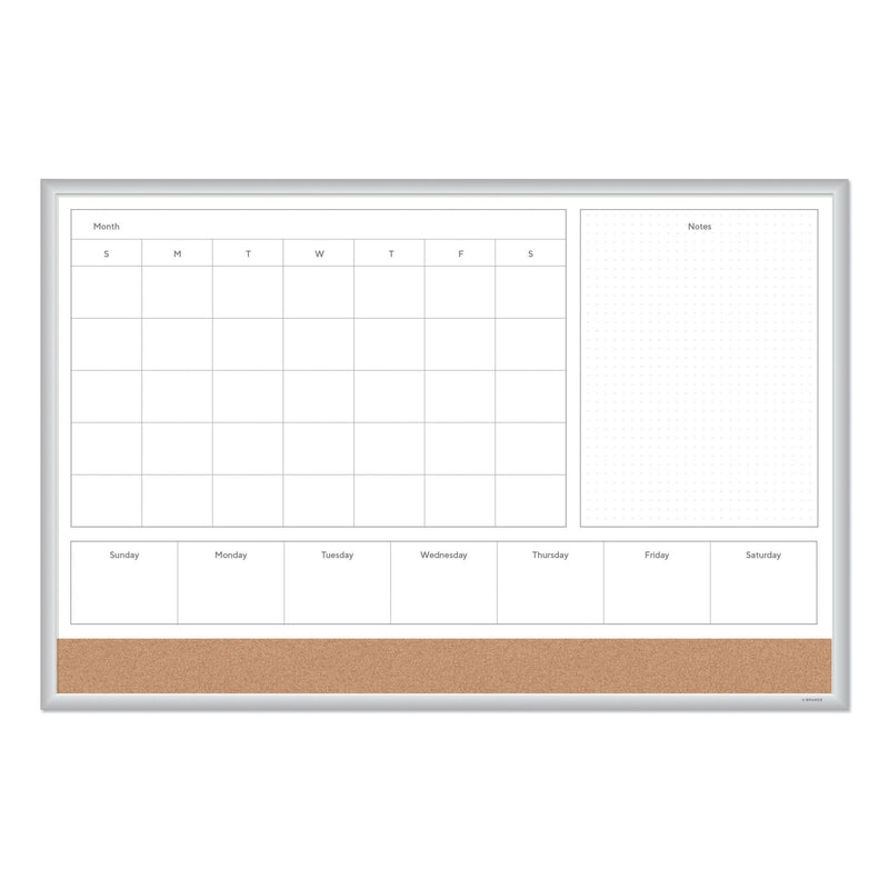 U Brands 4N1 Magnetic Dry Erase Combo Board, 36 x 24, White/Natural