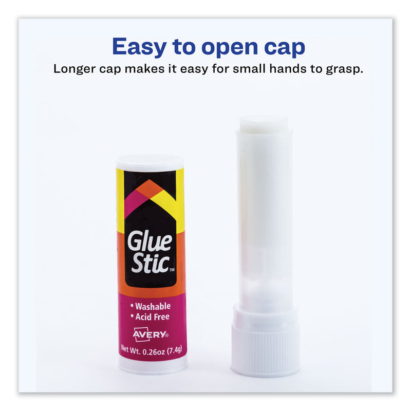 Avery Permanent Glue Stic, 0.26 oz, Applies White, Dries Clear