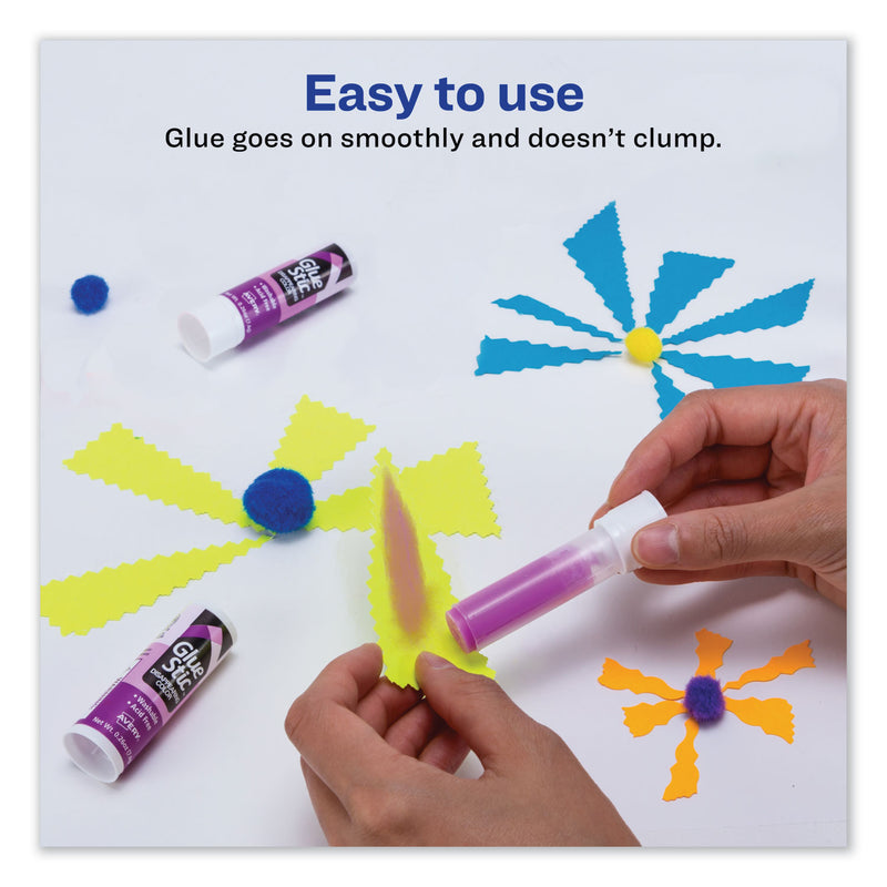 Avery Permanent Glue Stic Value Pack, 0.26 oz, Applies Purple, Dries Clear, 18/Pack