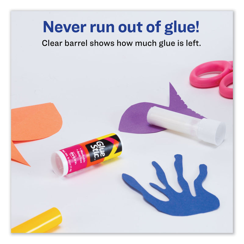 Avery Permanent Glue Stic Value Pack, 0.26 oz, Applies White, Dries Clear, 18/Pack