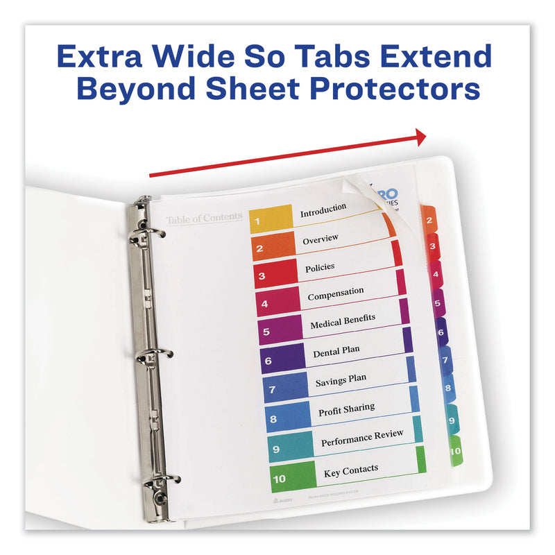 Avery Customizable TOC Ready Index Multicolor Tab Dividers, Extra Wide Tabs, 8-Tab, 1 to 8, 11 x 9.25, White, 1 Set