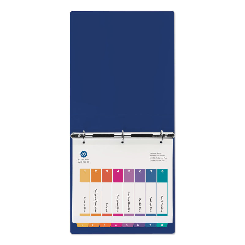 Avery Customizable TOC Ready Index Multicolor Tab Dividers, Extra Wide Tabs, 8-Tab, 1 to 8, 11 x 9.25, White, 1 Set