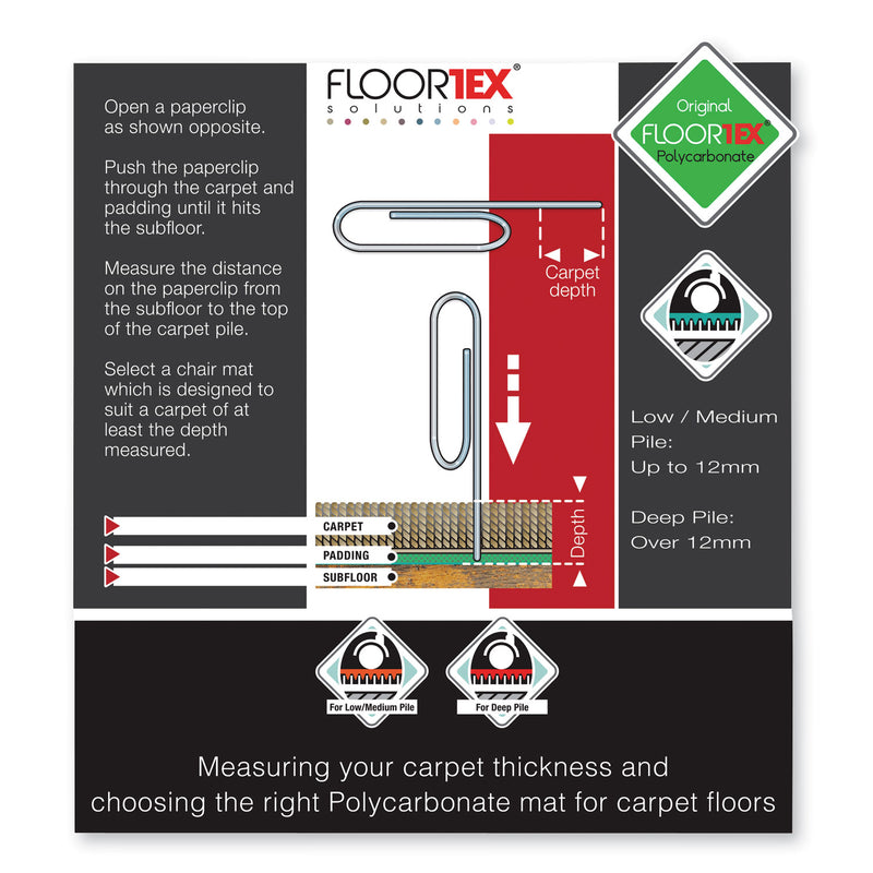 Floortex Cleartex Ultimat Polycarbonate Chair Mat for Low/Medium Pile Carpet, 48 x 79, Clear