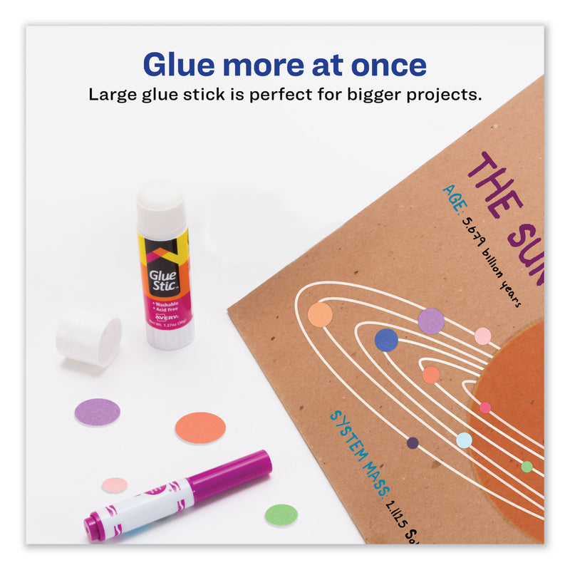 Avery Permanent Glue Stic, 1.27 oz, Applies White, Dries Clear