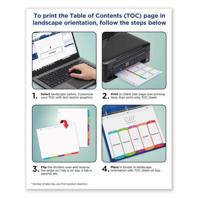 Avery Customizable TOC Ready Index Multicolor Tab Dividers, 26-Tab, A to Z, 11 x 8.5, White, Contemporary Color Tabs, 1 Set