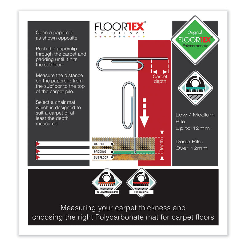 Floortex Cleartex Ultimat Polycarbonate Chair Mat for Low/Medium Pile Carpet, 35 x 47, Clear