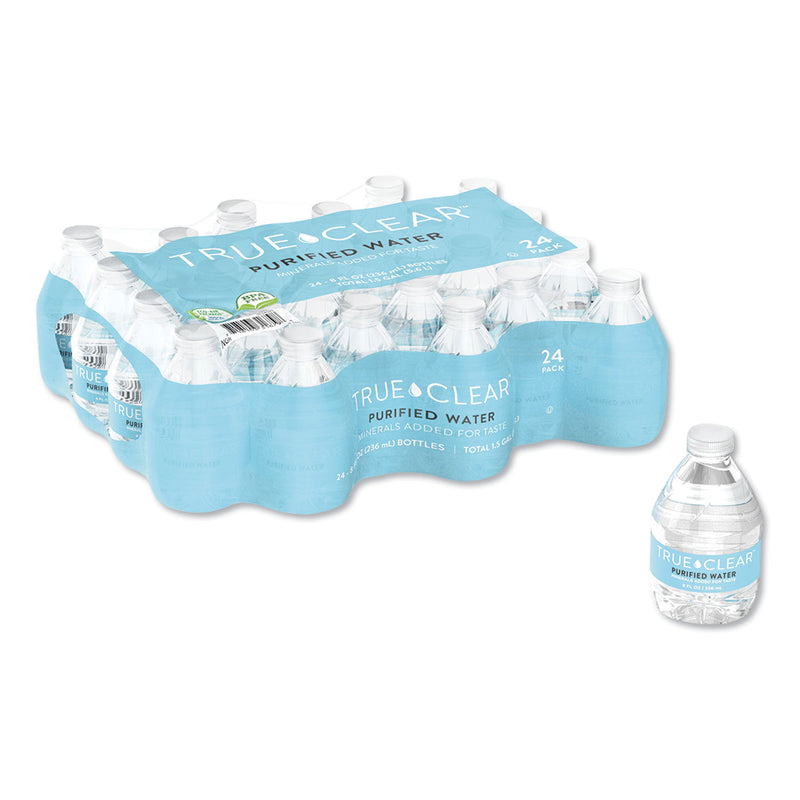 True Clear Purified Bottled Water, 8 oz Bottle, 24 Bottles/Carton