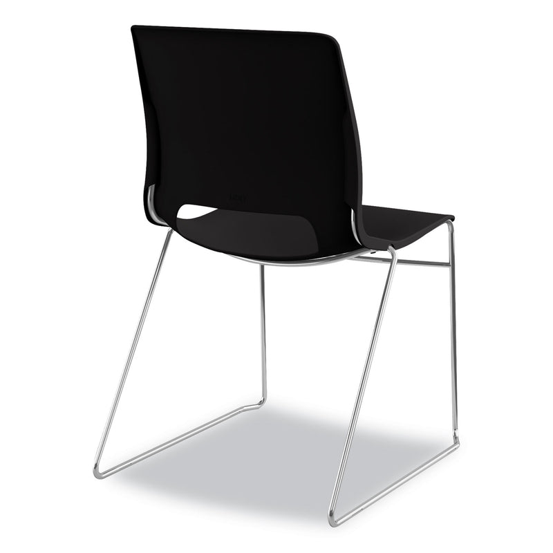 HON Motivate High-Density Stacking Chair, Supports Up to 300 lb, Onyx Seat, Black Back, Chrome Base, 4/Carton