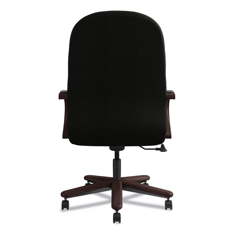 HON Pillow-Soft 2190 Series Executive High-Back Chair, Supports 300 lb, 16.75" to 21.25" Seat, Black Seat/Back, Mahogany Base