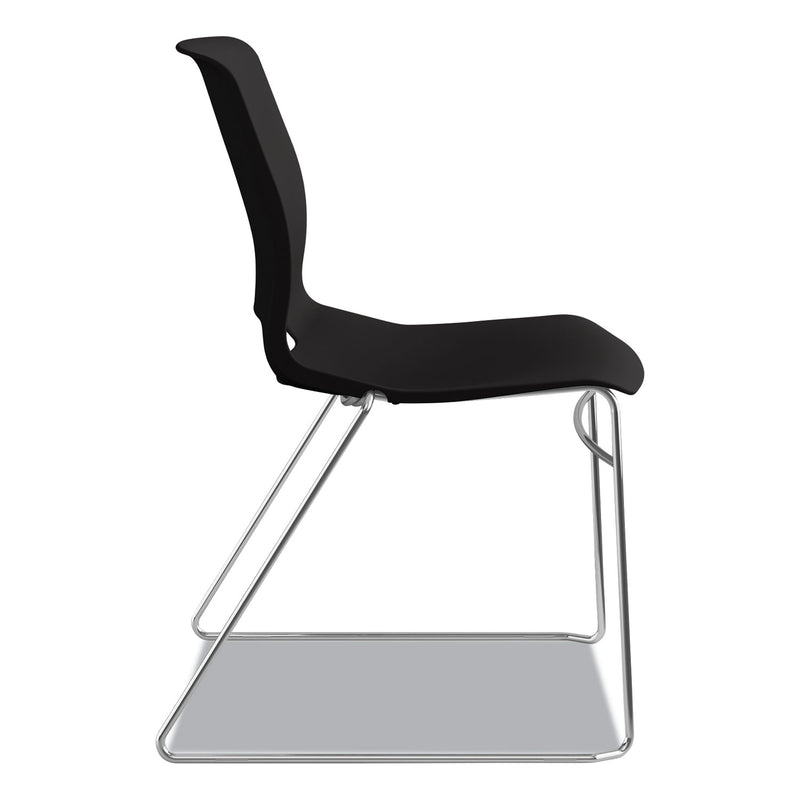 HON Motivate High-Density Stacking Chair, Supports Up to 300 lb, Onyx Seat, Black Back, Chrome Base, 4/Carton