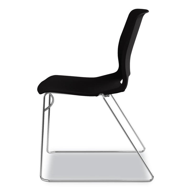 HON Motivate High-Density Stacking Chair, Supports Up to 300 lb, Onyx Seat, Black Back, Chrome Base, 4/Carton