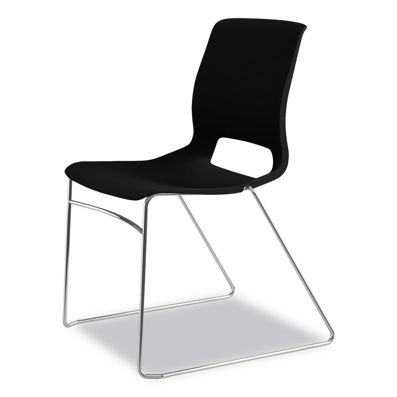 HON Motivate High-Density Stacking Chair, Supports Up to 300 lb, Onyx Seat, Black Back, Chrome Base, 4/Carton