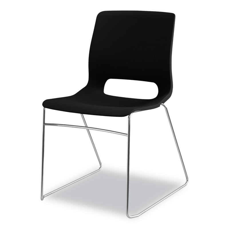 HON Motivate High-Density Stacking Chair, Supports Up to 300 lb, Onyx Seat, Black Back, Chrome Base, 4/Carton