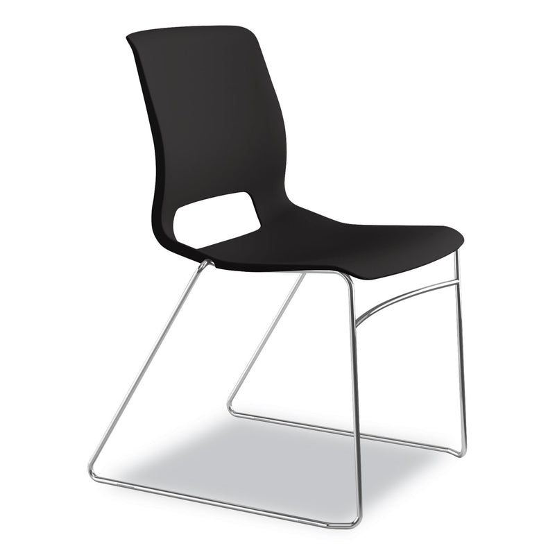 HON Motivate High-Density Stacking Chair, Supports Up to 300 lb, Onyx Seat, Black Back, Chrome Base, 4/Carton