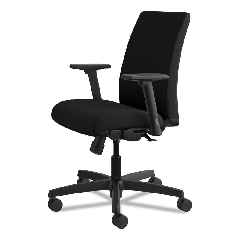 HON Ignition Series Fabric Low-Back Task Chair, Supports Up to 300 lb, 17" to 21.5" Seat Height, Black