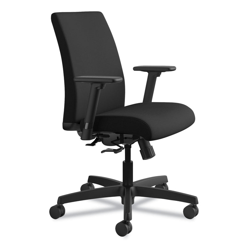 HON Ignition Series Fabric Low-Back Task Chair, Supports Up to 300 lb, 17" to 21.5" Seat Height, Black