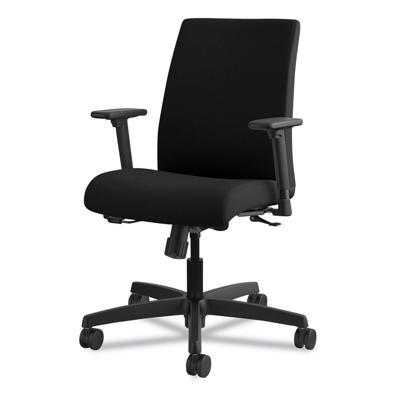 HON Ignition Series Fabric Low-Back Task Chair, Supports Up to 300 lb, 17" to 21.5" Seat Height, Black