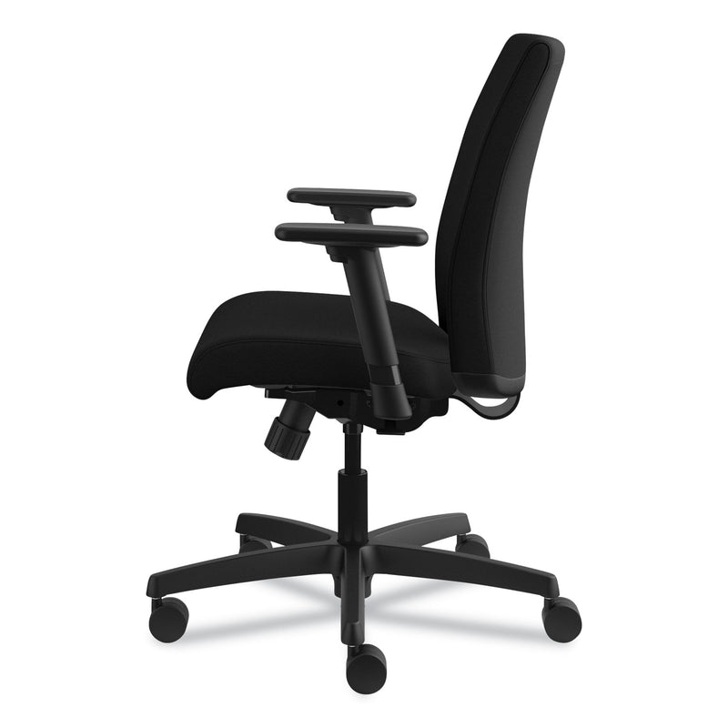 HON Ignition Series Fabric Low-Back Task Chair, Supports Up to 300 lb, 17" to 21.5" Seat Height, Black