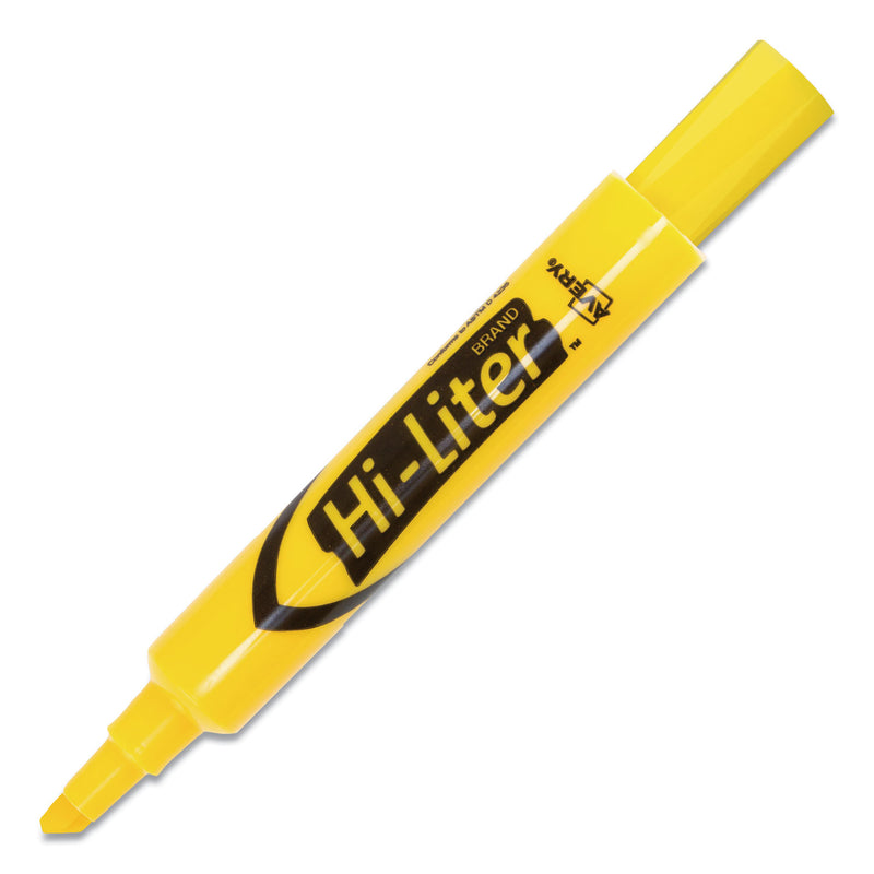 Avery HI-LITER Desk-Style Highlighters, Yellow Ink, Chisel Tip, Yellow/Black Barrel, Dozen