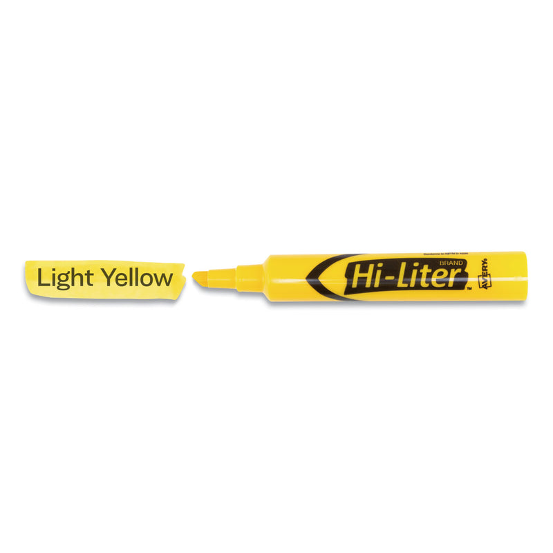 Avery HI-LITER Desk-Style Highlighters, Yellow Ink, Chisel Tip, Yellow/Black Barrel, Dozen