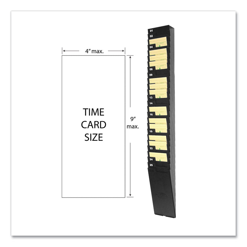 Lathem Time Card Rack for 9" Cards, 25 Pockets, ABS Plastic, Black